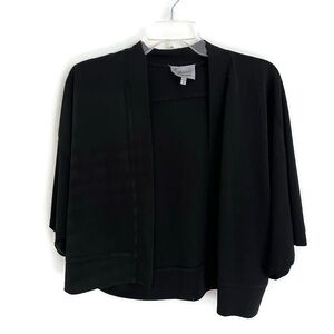 Lynn Ritchie Silver Kimono Size S Open Black Shrug Cardigan Sweater Minimalist